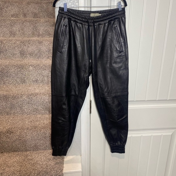 Coach black leather jogger pants - Picture 7 of 9
